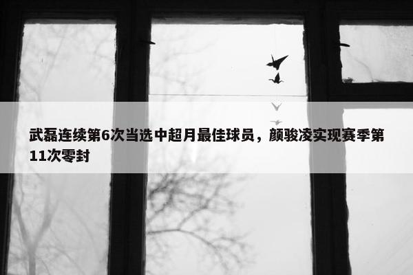 武磊连续第6次当选中超月最佳球员，颜骏凌实现赛季第11次零封