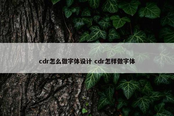 cdr怎么做字体设计 cdr怎样做字体