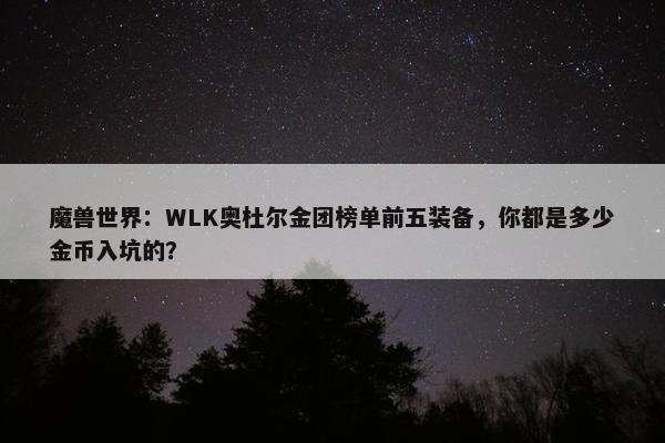 魔兽世界：WLK奥杜尔金团榜单前五装备，你都是多少金币入坑的？