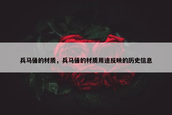 兵马俑的材质，兵马俑的材质用途反映的历史信息