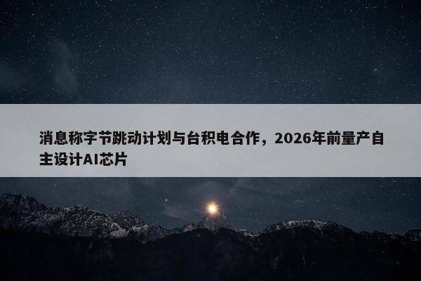 消息称字节跳动计划与台积电合作，2026年前量产自主设计AI芯片