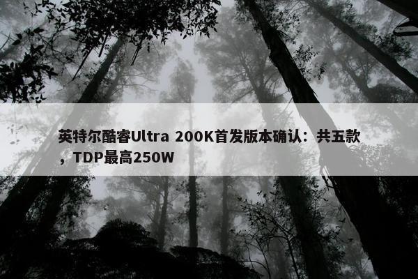 英特尔酷睿Ultra 200K首发版本确认：共五款，TDP最高250W