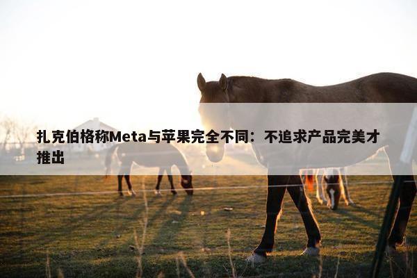 扎克伯格称Meta与苹果完全不同：不追求产品完美才推出