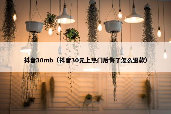 抖音30mb（抖音30元上热门后悔了怎么退款）