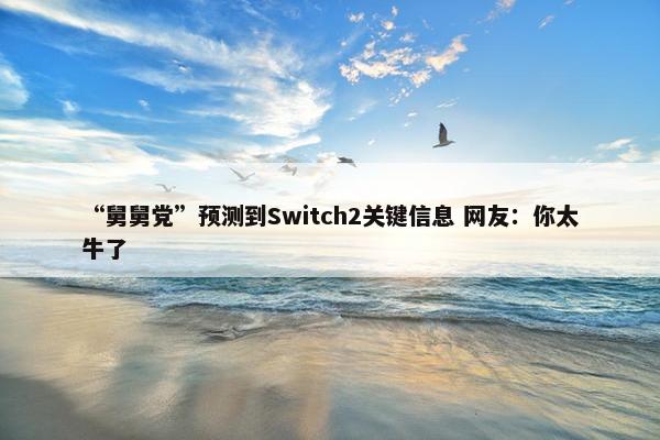 “舅舅党”预测到Switch2关键信息 网友：你太牛了