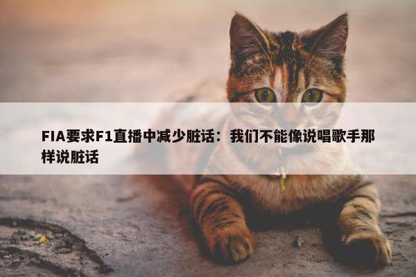 FIA要求F1直播中减少脏话：我们不能像说唱歌手那样说脏话