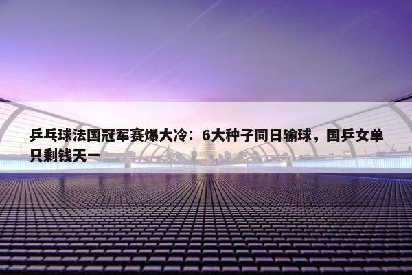 乒乓球法国冠军赛爆大冷：6大种子同日输球，国乒女单只剩钱天一