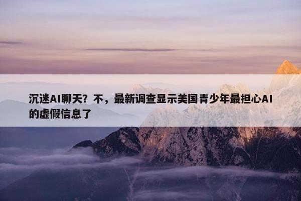 沉迷AI聊天？不，最新调查显示美国青少年最担心AI的虚假信息了