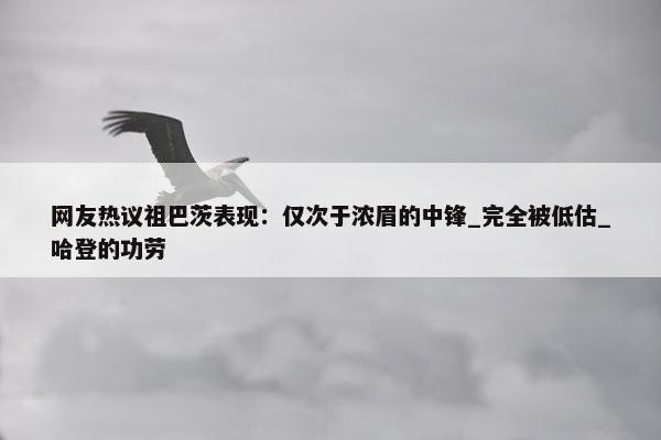 网友热议祖巴茨表现：仅次于浓眉的中锋_完全被低估_哈登的功劳