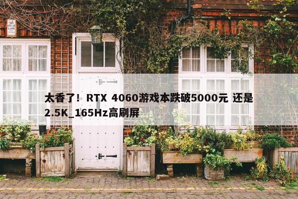 太香了！RTX 4060游戏本跌破5000元 还是2.5K_165Hz高刷屏