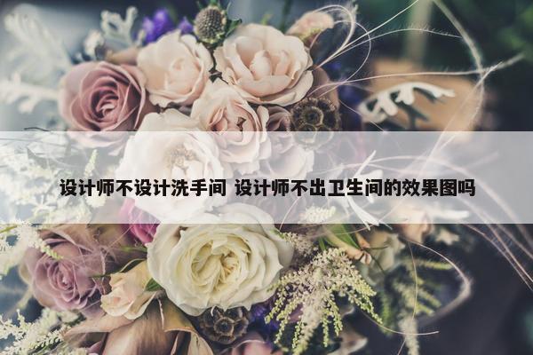 设计师不设计洗手间 设计师不出卫生间的效果图吗