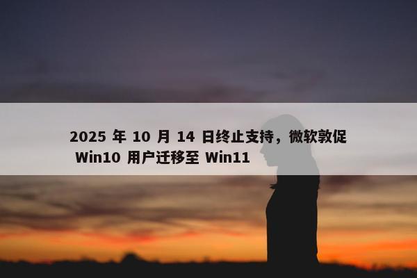 2025 年 10 月 14 日终止支持，微软敦促 Win10 用户迁移至 Win11