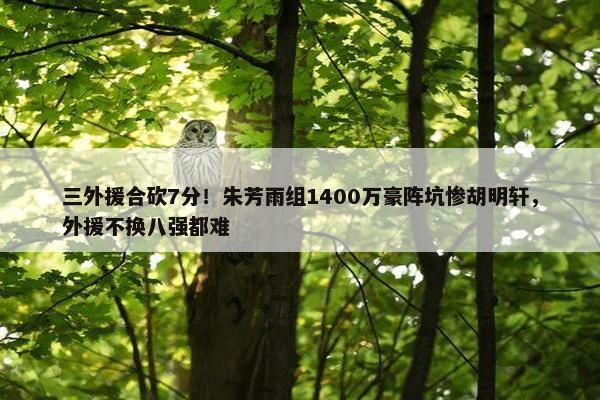 三外援合砍7分！朱芳雨组1400万豪阵坑惨胡明轩，外援不换八强都难