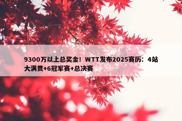 9300万以上总奖金！WTT发布2025赛历：4站大满贯+6冠军赛+总决赛