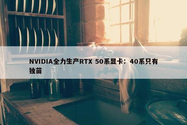 NVIDIA全力生产RTX 50系显卡：40系只有独苗