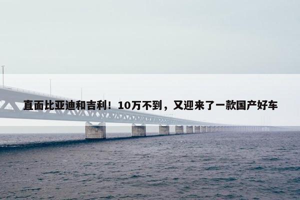 直面比亚迪和吉利！10万不到，又迎来了一款国产好车