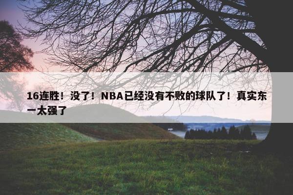 16连胜！没了！NBA已经没有不败的球队了！真实东一太强了