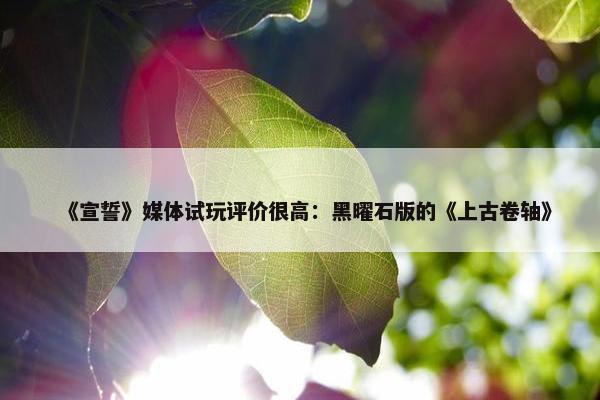 《宣誓》媒体试玩评价很高：黑曜石版的《上古卷轴》