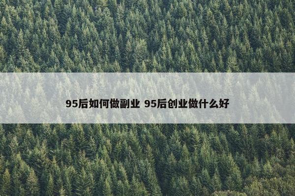 95后如何做副业 95后创业做什么好