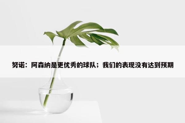 努诺：阿森纳是更优秀的球队；我们的表现没有达到预期