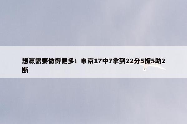 想赢需要做得更多！申京17中7拿到22分5板5助2断