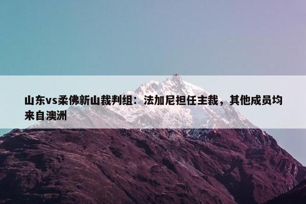 山东vs柔佛新山裁判组：法加尼担任主裁，其他成员均来自澳洲