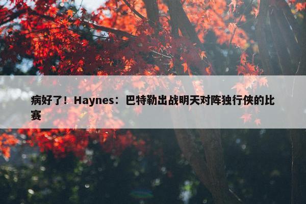 病好了！Haynes：巴特勒出战明天对阵独行侠的比赛