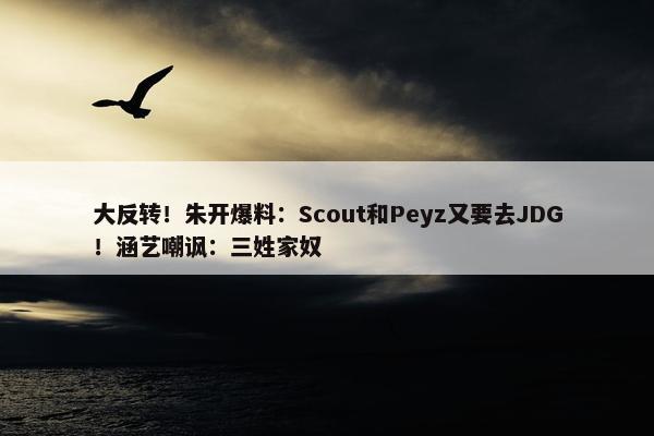 大反转！朱开爆料：Scout和Peyz又要去JDG！涵艺嘲讽：三姓家奴