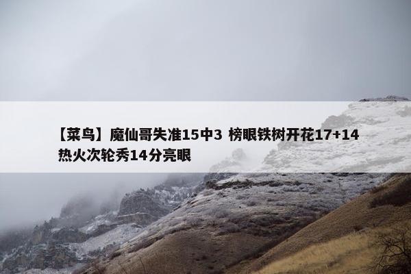 【菜鸟】魔仙哥失准15中3 榜眼铁树开花17+14 热火次轮秀14分亮眼