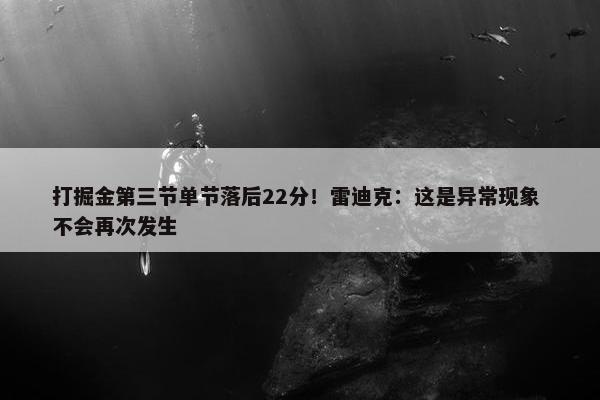 打掘金第三节单节落后22分！雷迪克：这是异常现象 不会再次发生