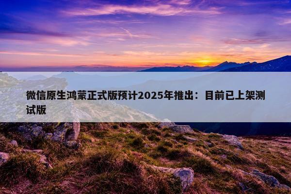 微信原生鸿蒙正式版预计2025年推出：目前已上架测试版