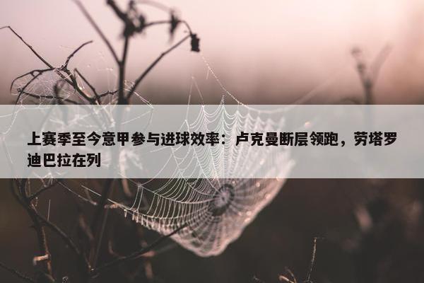 上赛季至今意甲参与进球效率：卢克曼断层领跑，劳塔罗迪巴拉在列