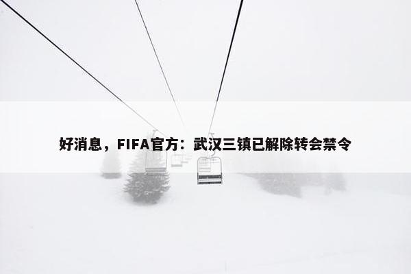 好消息，FIFA官方：武汉三镇已解除转会禁令