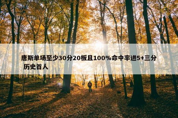 唐斯单场至少30分20板且100%命中率进5+三分 历史首人