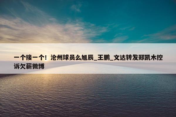 一个接一个！沧州球员么旭辰_王鹏_文达转发郑凯木控诉欠薪微博