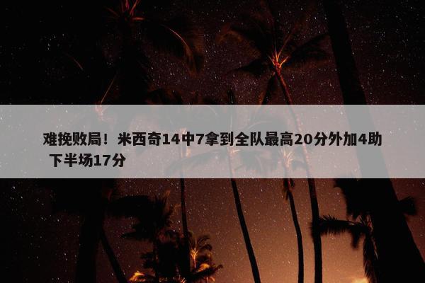 难挽败局！米西奇14中7拿到全队最高20分外加4助 下半场17分