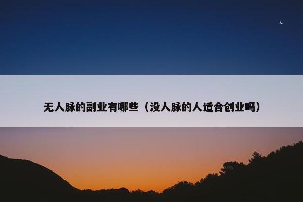 无人脉的副业有哪些（没人脉的人适合创业吗）