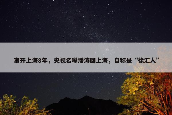 离开上海8年，央视名嘴潘涛回上海，自称是“徐汇人”