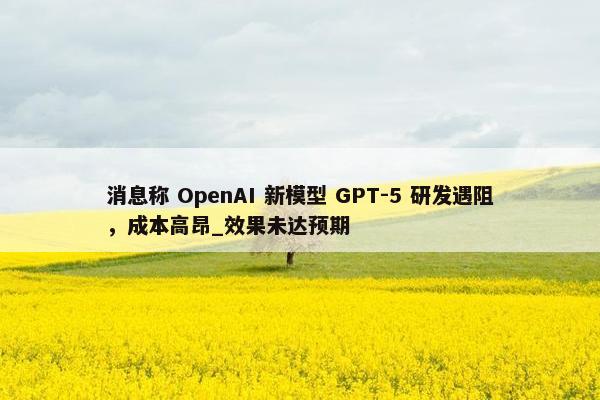 消息称 OpenAI 新模型 GPT-5 研发遇阻，成本高昂_效果未达预期