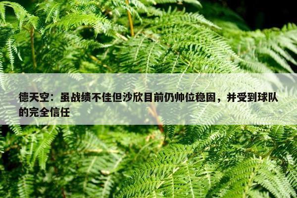 德天空：虽战绩不佳但沙欣目前仍帅位稳固，并受到球队的完全信任