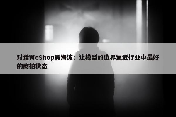 对话WeShop吴海波：让模型的边界逼近行业中最好的商拍状态