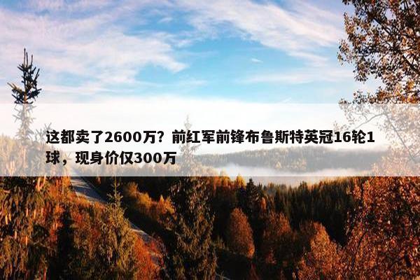 这都卖了2600万？前红军前锋布鲁斯特英冠16轮1球，现身价仅300万