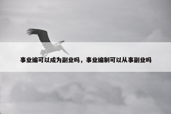 事业编可以成为副业吗，事业编制可以从事副业吗