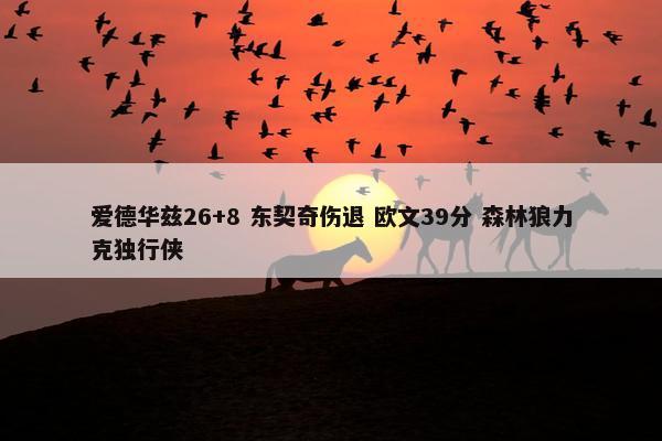 爱德华兹26+8 东契奇伤退 欧文39分 森林狼力克独行侠